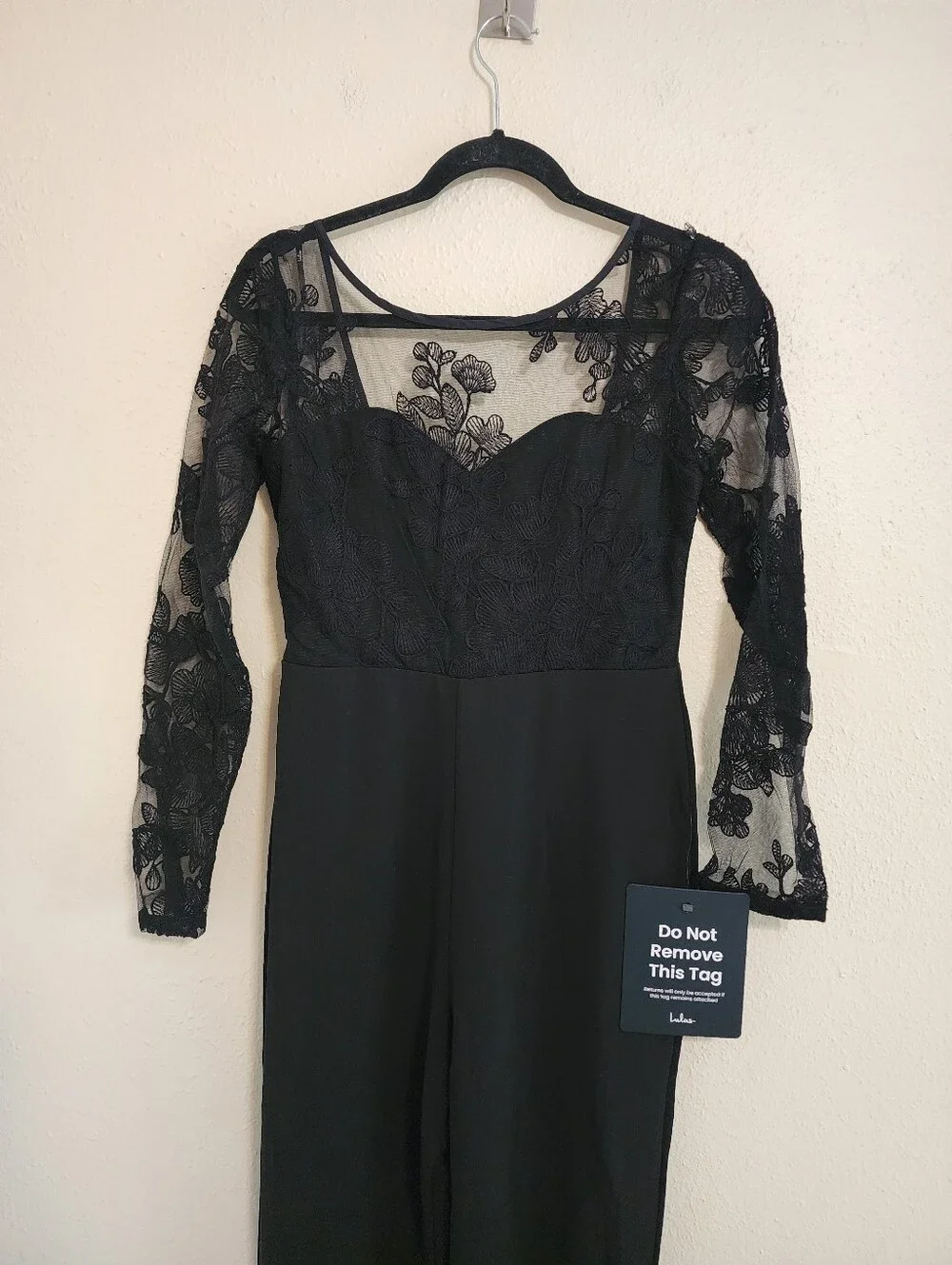 Lulus Write Your Own Romance Black Embroidered Long Sleeve Jumpsuit Wedding